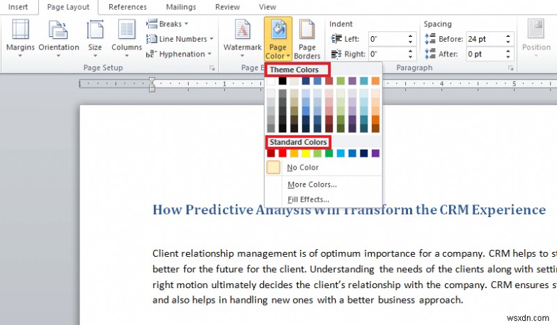 วิธีเปลี่ยนสีพื้นหลังใน Microsoft Word 
