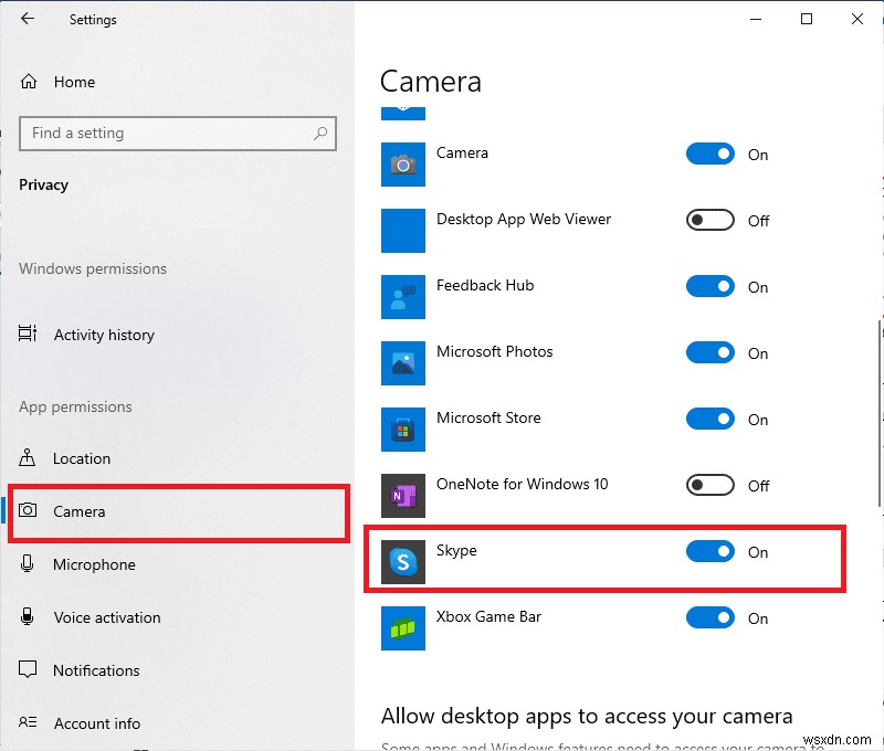 แก้ไขกล้อง Skype ไม่ทำงานบน Windows 10 