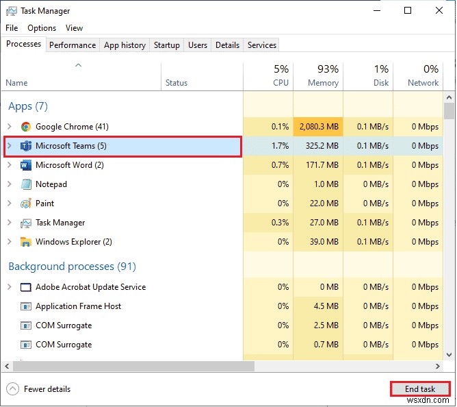 แก้ไข Microsoft Teams หยุดทำงานบน Windows 10 