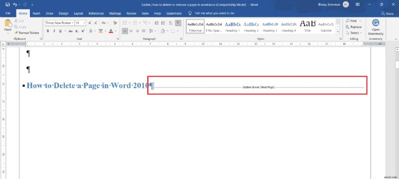 วิธีการลบหน้าใน Word 2010