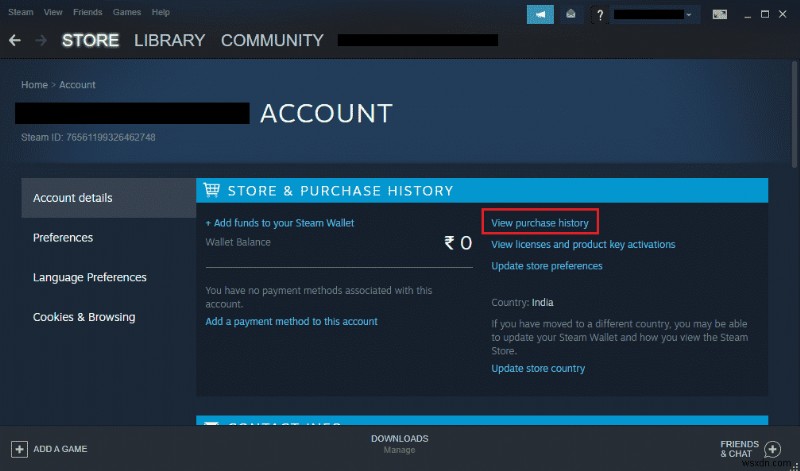 วิธีดูประวัติการซื้อบน Steam