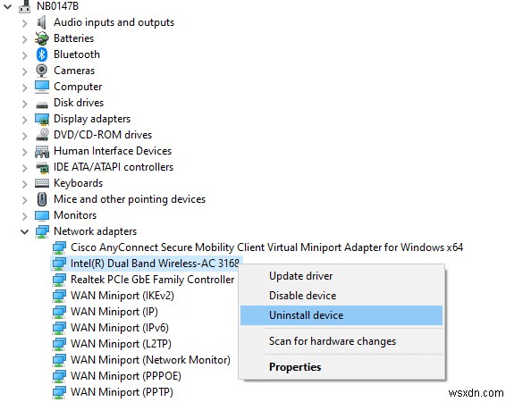 แก้ไข Intel Wireless AC 9560 ไม่ทำงาน 