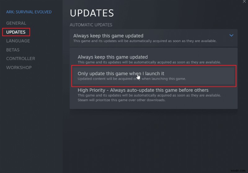 วิธีทำให้ Steam ปิดการใช้งานการอัปเดตอัตโนมัติ 