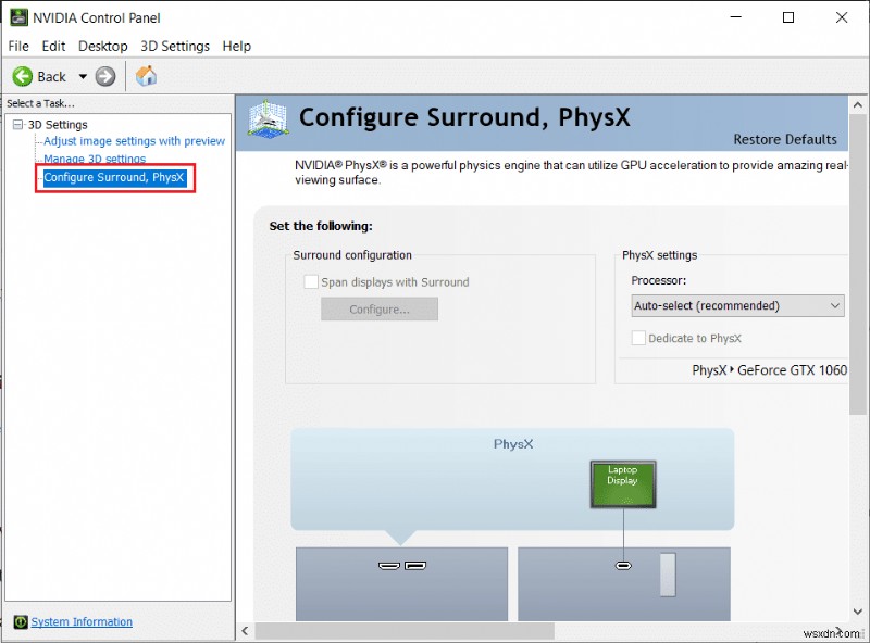 วิธีกำหนดค่าการกำหนดค่า Surround PhysX