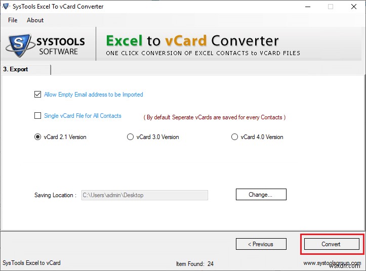 วิธีการแปลงไฟล์ Excel (.xls) เป็นไฟล์ vCard (.vcf)