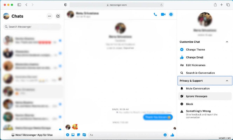 วิธีละเว้นและเลิกสนใจข้อความใน Messenger