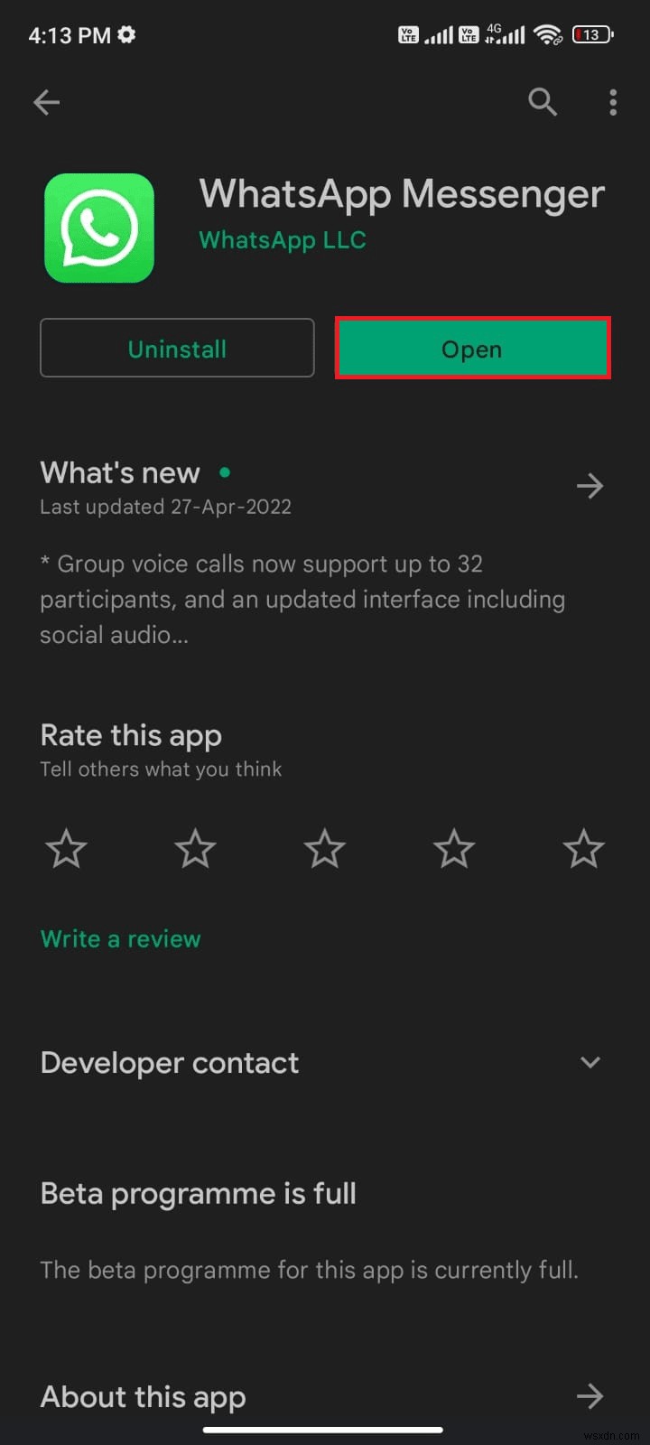 แก้ไข WhatsApp หยุดทำงานวันนี้บน Android