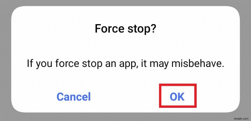 ขออภัยการส่งข้อความหยุดข้อผิดพลาดบน Android