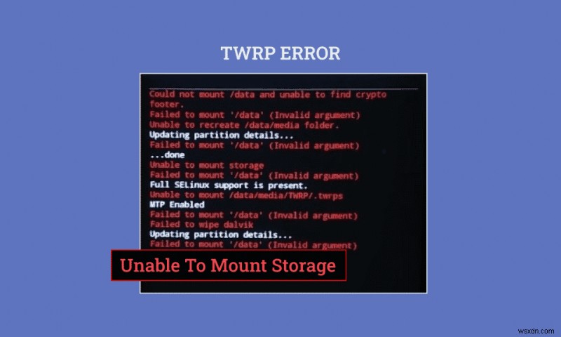 แก้ไข Unable to Mount Storage TWRP บน Android 