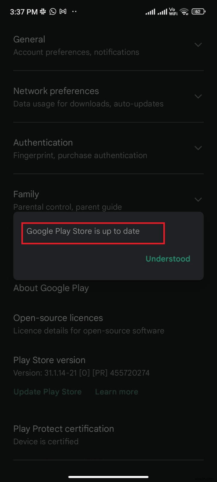 แก้ไขข้อผิดพลาด Google Play Store ในการตรวจสอบการอัปเดต