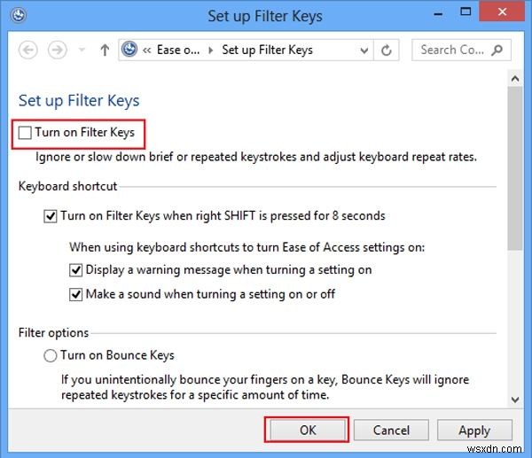 วิธีปิดปุ่ม Sticky/Filter (กล่องโต้ตอบป๊อปอัป) อย่างถาวรใน Windows 10