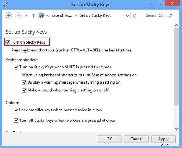 วิธีปิดปุ่ม Sticky/Filter (กล่องโต้ตอบป๊อปอัป) อย่างถาวรใน Windows 10