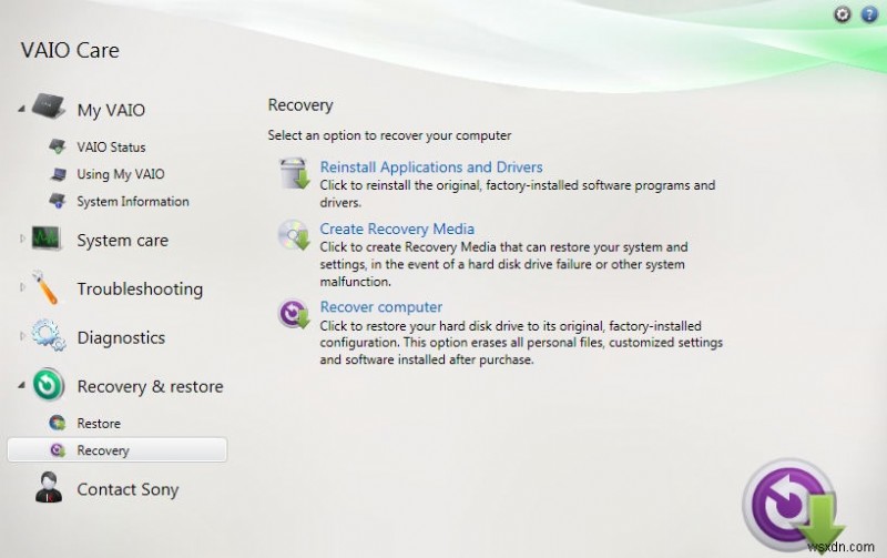 วิธีที่ง่ายที่สุดในการสร้าง Sony VAIO Recovery Disk