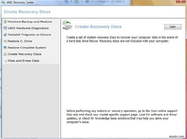 วิธีที่ง่ายที่สุดในการสร้าง Sony VAIO Recovery Disk