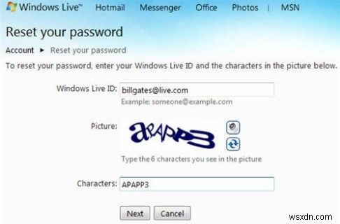 วิธีรีเซ็ตรหัสผ่าน Windows Live ID ที่ถูกลืม