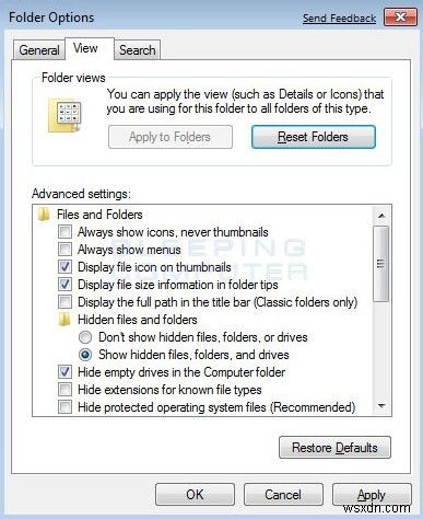 โซลูชันในการแสดงไฟล์และโฟลเดอร์ที่ซ่อนอยู่ใน Windows 10/8.1/8/7