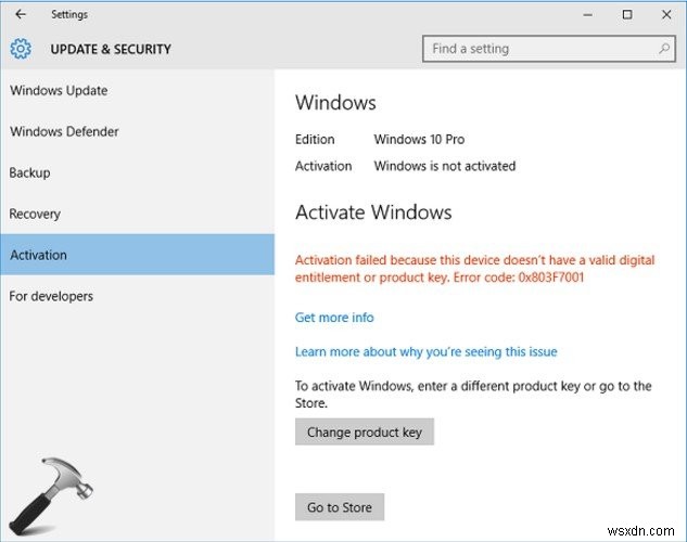 รหัสข้อผิดพลาดการเปิดใช้งาน 5 อันดับแรกของ Windows 10 และวิธีการแก้ไข 