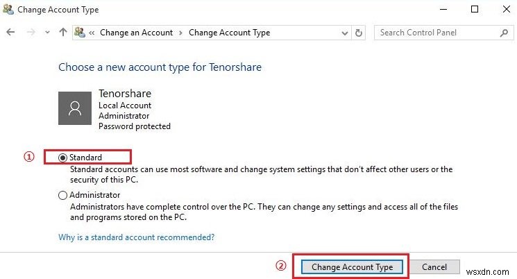 2 วิธีในการเปลี่ยนประเภทบัญชีของผู้ใช้ใน Windows 10 
