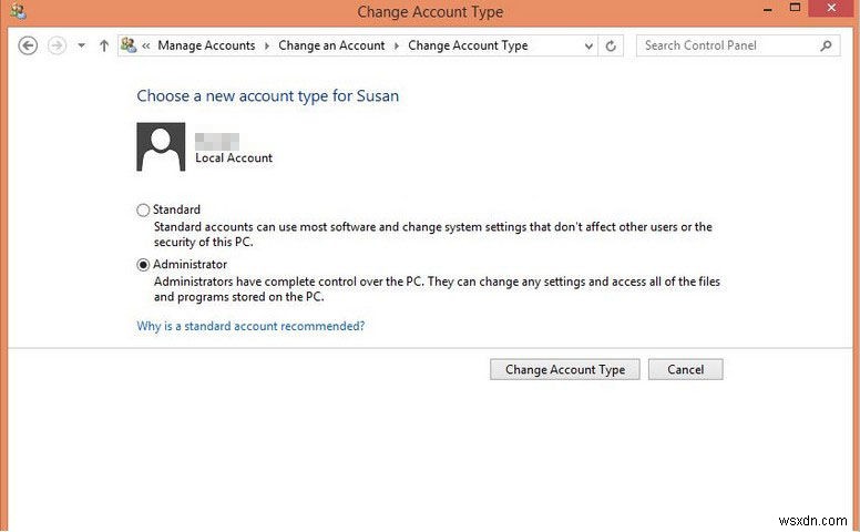 วิธีการเปลี่ยนประเภทบัญชีผู้ใช้ใน Windows 8.1 และ 8