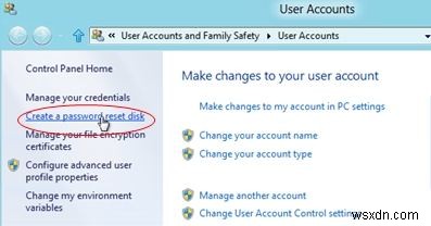 สร้างและใช้ดิสก์รีเซ็ตรหัสผ่าน Windows 8 หรือ USB
