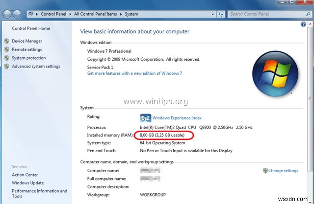 วิธีแก้ไข:เพียง 3.25 GB ที่ใช้งานได้จาก RAM ขนาด 8GB ที่ติดตั้งไว้