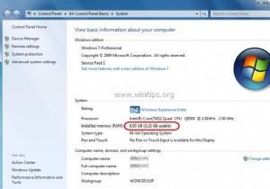 วิธีแก้ไข:เพียง 3.25 GB ที่ใช้งานได้จาก RAM ขนาด 8GB ที่ติดตั้งไว้