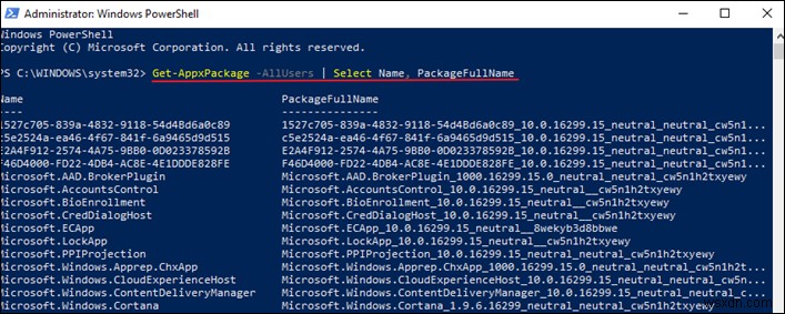 วิธีดูแอปและแพ็คเกจที่ติดตั้งทั้งหมดใน Windows 10, 8.1, 8 จาก PowerShell