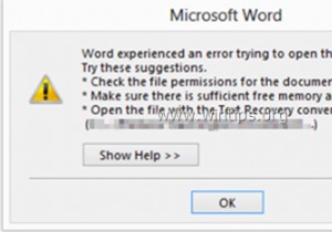 แก้ไขแล้ว:Word พบข้อผิดพลาดขณะพยายามเปิดไฟล์ใน Outlook 2013/2016