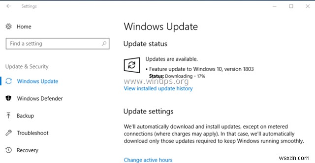 แก้ไข:Windows 10 Update 1803 ไม่สามารถติดตั้ง (แก้ไขแล้ว)