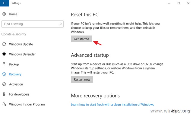 วิธีรีเซ็ตพีซี Windows 10 กลับสู่สถานะเดิม