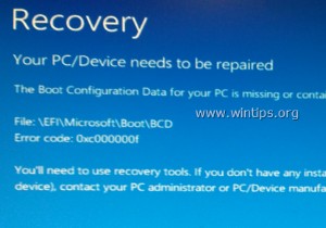 แก้ไขข้อมูลการกำหนดค่าการบูตที่ขาดหายไป ข้อผิดพลาด BSOD 0x000000f บน Windows 10/8/8.1