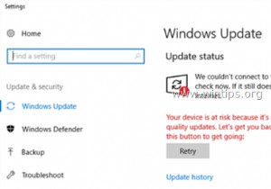 แก้ไข:Windows 10 อุปกรณ์ของคุณมีความเสี่ยง – ไม่สามารถอัปเดต Windows (แก้ไขแล้ว)