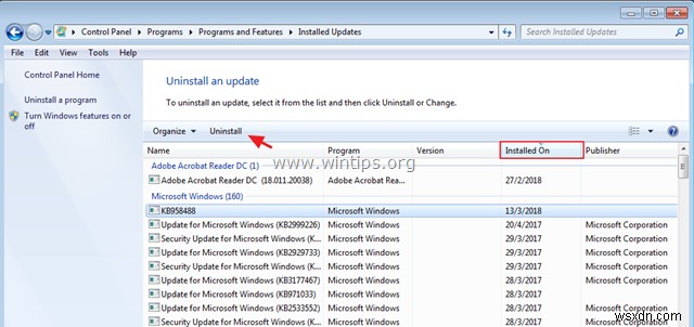 วิธีถอนการติดตั้งการอัปเดตในระบบปฏิบัติการ Windows 10/8/7