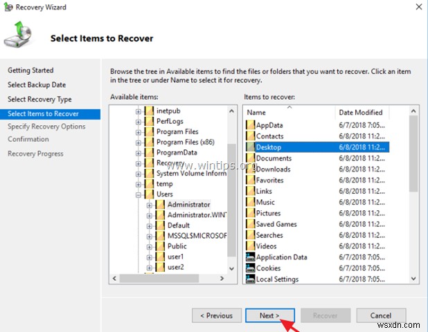 วิธีการคืนค่าไฟล์จาก Windows Server Backup ในเซิร์ฟเวอร์ 2016/2012/2012R2