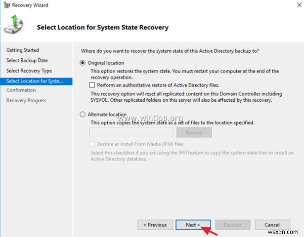 วิธีการคืนค่าไฟล์จาก Windows Server Backup ในเซิร์ฟเวอร์ 2016/2012/2012R2