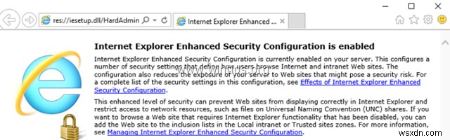วิธีปิดใช้งานการกำหนดค่าความปลอดภัยขั้นสูงของ Internet Explorer ในเซิร์ฟเวอร์ 2016