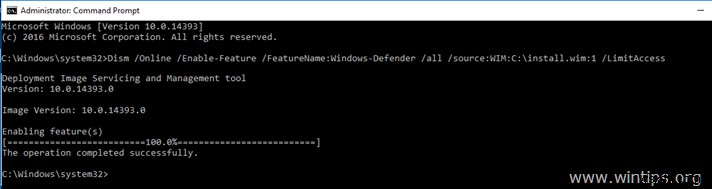 แก้ไข:การติดตั้งคุณลักษณะ Windows Defender ล้มเหลว–ไม่พบไฟล์แหล่งที่มาในเซิร์ฟเวอร์ 2016 (แก้ไขแล้ว)