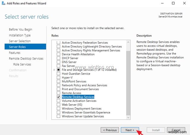 วิธีการติดตั้งบริการเดสก์ท็อประยะไกล (บริการเทอร์มินัล) บนเซิร์ฟเวอร์ 2016/2012