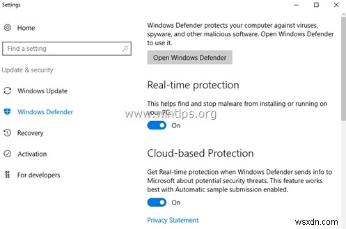 วิธีปิดใช้งานหรือลบ Windows Defender Antivirus ในเซิร์ฟเวอร์ 2016
