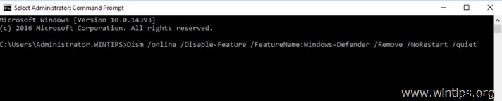 วิธีปิดใช้งานหรือลบ Windows Defender Antivirus ในเซิร์ฟเวอร์ 2016