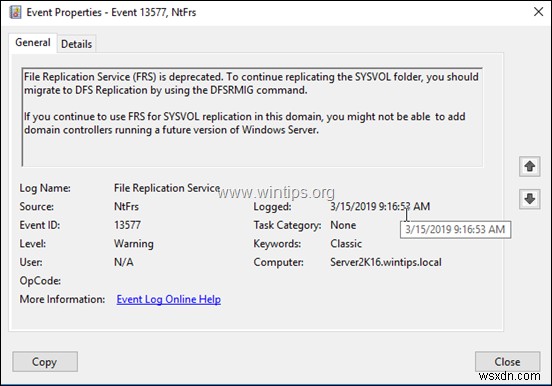 การแก้ไข:File Replication Service (FRS) เลิกใช้แล้วหลังจากการโยกย้ายไปยัง Active Directory 2012 หรือ 2016 (แก้ไขแล้ว)