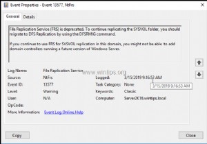 การแก้ไข:File Replication Service (FRS) เลิกใช้แล้วหลังจากการโยกย้ายไปยัง Active Directory 2012 หรือ 2016 (แก้ไขแล้ว)