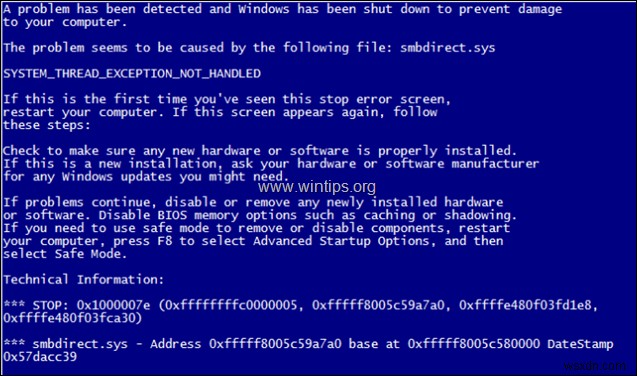 FIX BSOD 0x1000007e:SYSTEM THREAD EXCEPTION NOT HANDLED ที่เกิดจาก SMBDIRECT.SYS บน HP Proliant ML350 Gen 10 Server 2016 (แก้ไขแล้ว) 