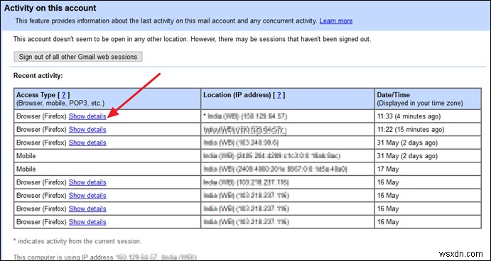 วิธีดูประวัติการเข้าสู่ระบบ GMAIL และกิจกรรมในบัญชี Google ของคุณบนเว็บ