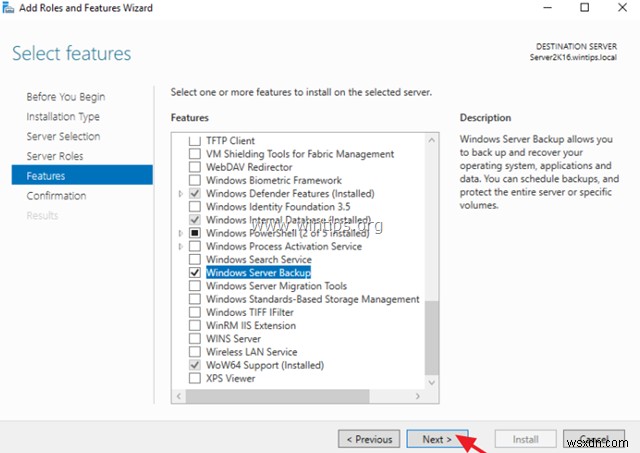 วิธีสำรองข้อมูล Active Directory Server 2016/2012 ด้วย Windows Server Backup