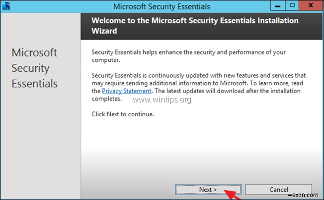 วิธีการติดตั้ง Microsoft Security Essentials บนเซิร์ฟเวอร์ 2012/2012R2 