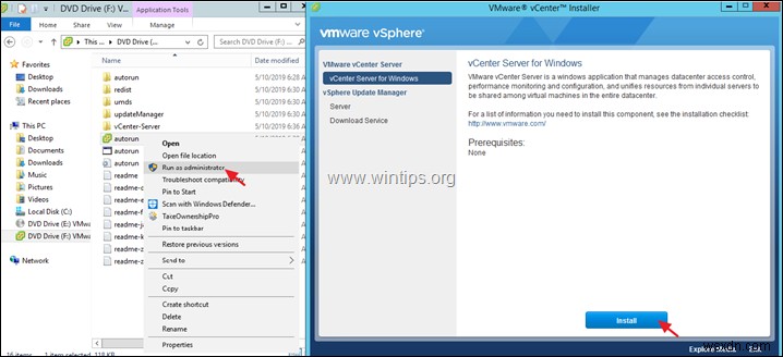 วิธีการติดตั้ง vCenter Server 6.7 บน Windows