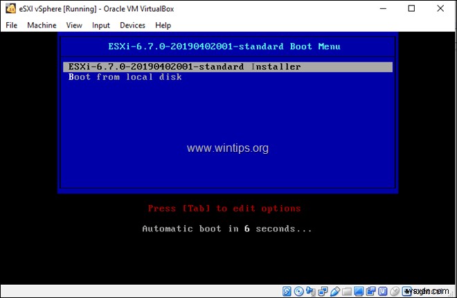 วิธีการติดตั้ง VMware ESXi บน VirtualBox