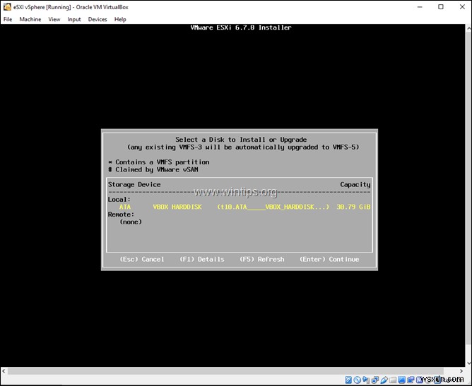 วิธีการติดตั้ง VMware ESXi บน VirtualBox