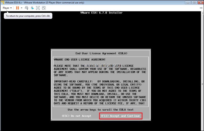 วิธีการติดตั้ง vSphere ESXi 6.7 บน VMware Workstation 15.